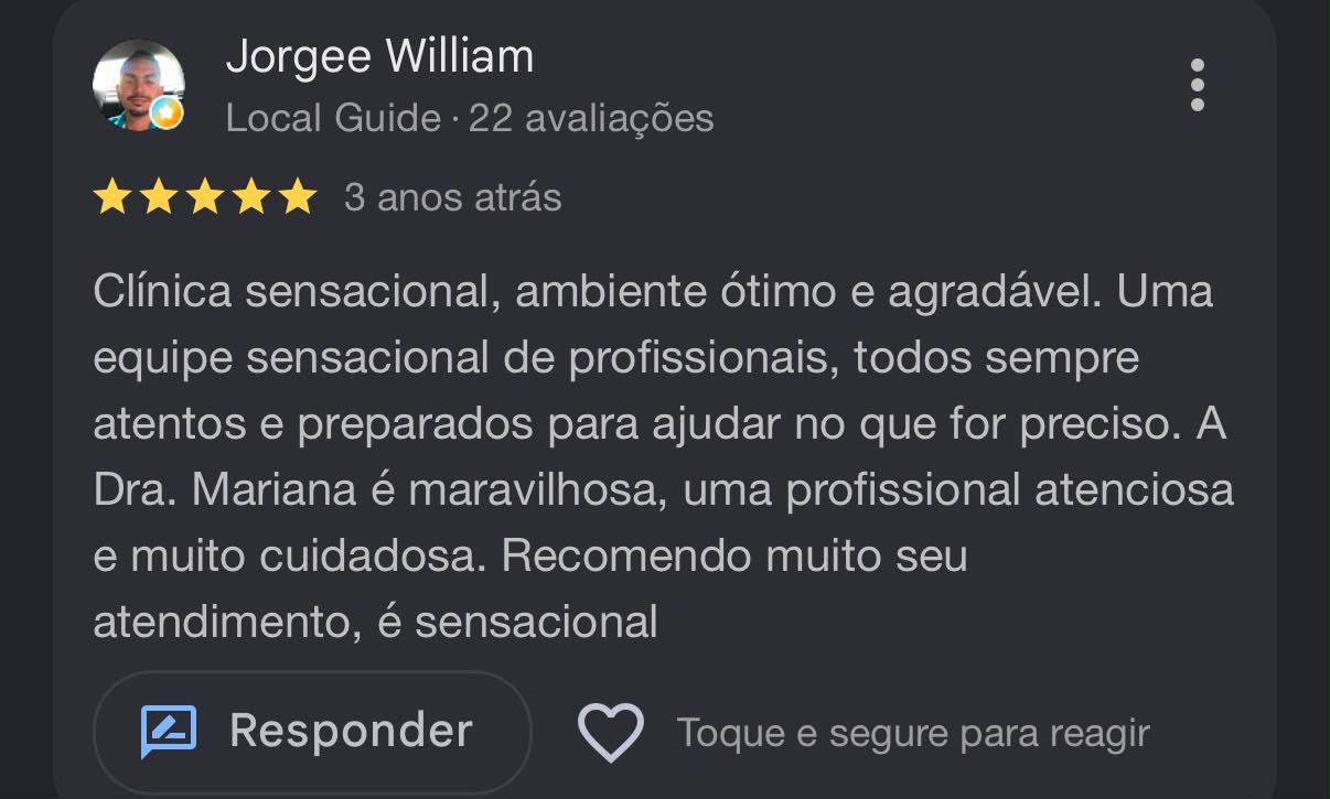 Avaliação de Jorgee William no Google